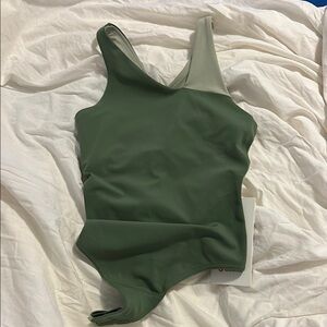 lululemon athletica Green Asymmetrical Sleeveless Body Suit